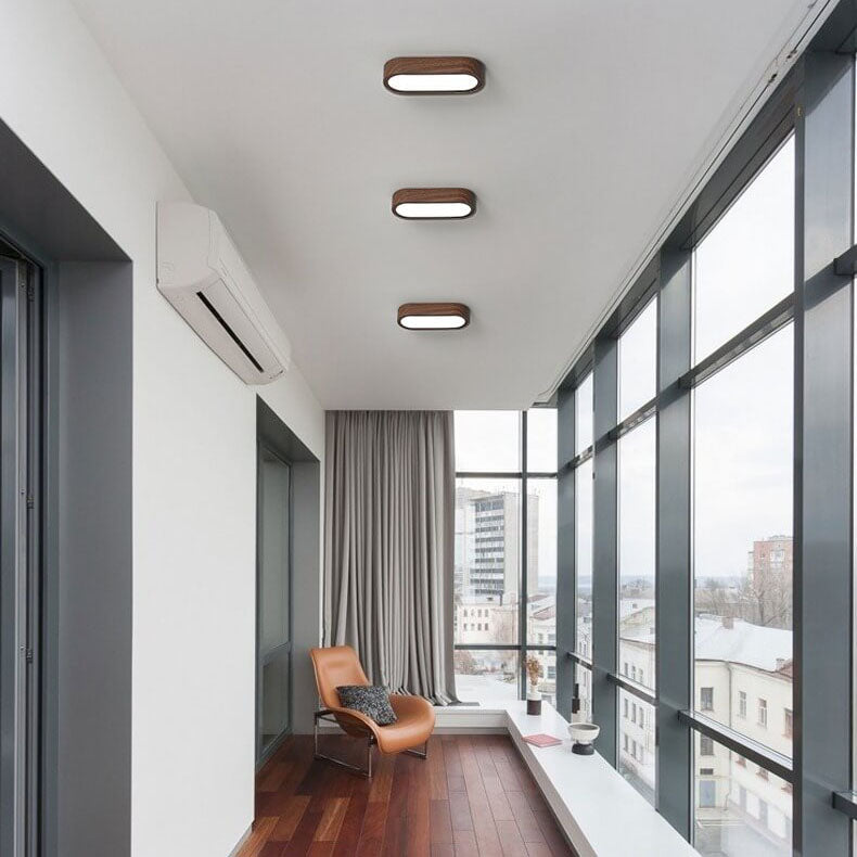 Plafondlamp Hout met Ingebouwde LED 8W – Moderne Flush Mount Verlichting in Natuurlijke Houtnerf Finish