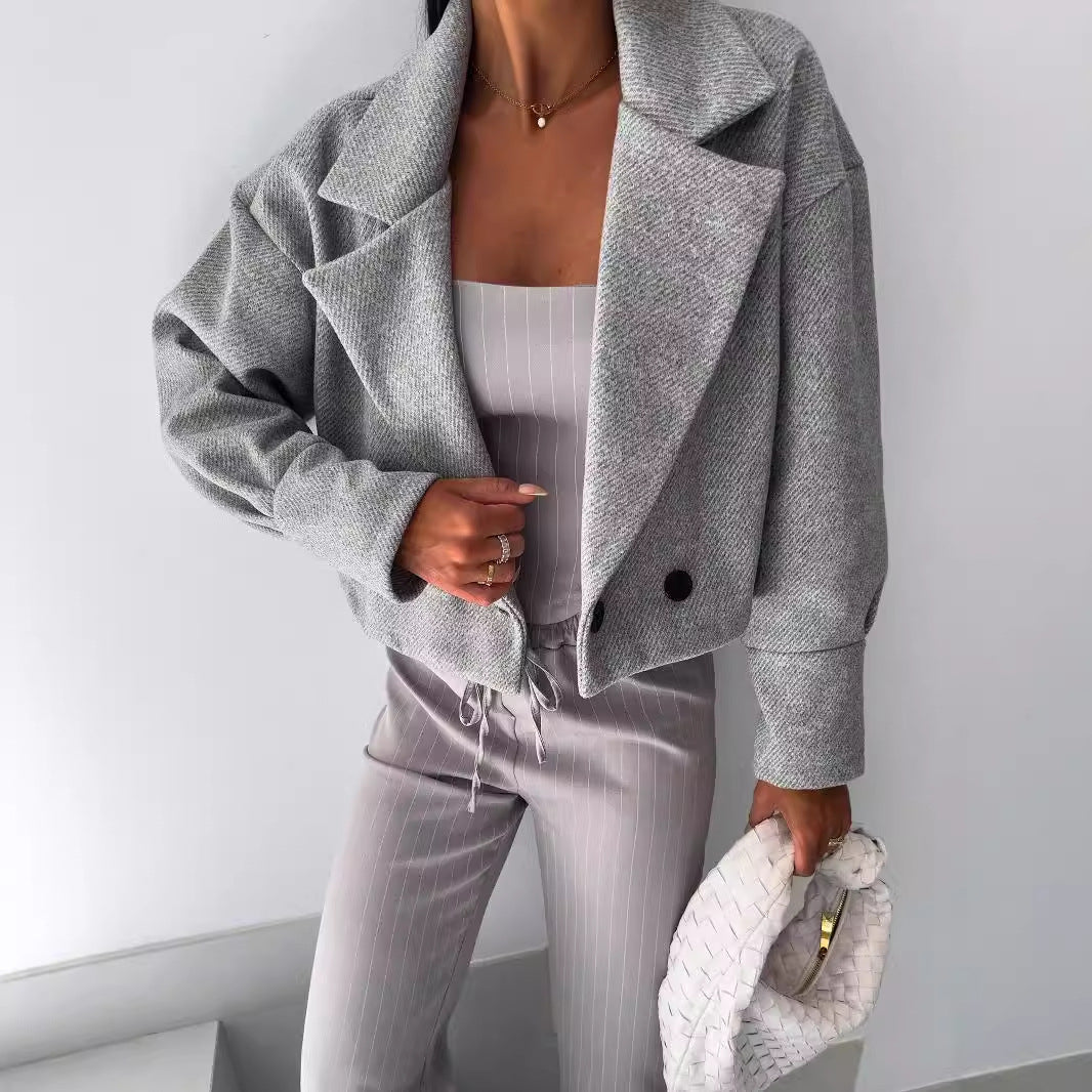 Dames Korte Wollen Jas Elegante Stijl