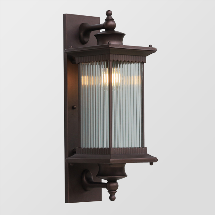 Buitenwandlamp met Geribbeld Glas en Zwart Metalen Behuizing – Klassieke Buitenverlichting voor Tuin, Entree en Terras