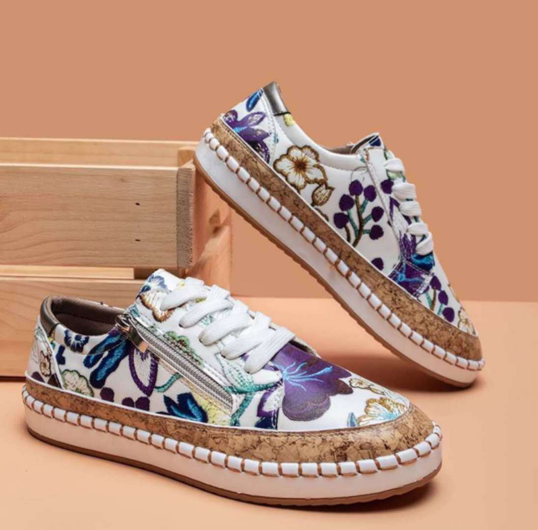 Dames Schoenen Bloemenprint Gevulkaniseerd Leer