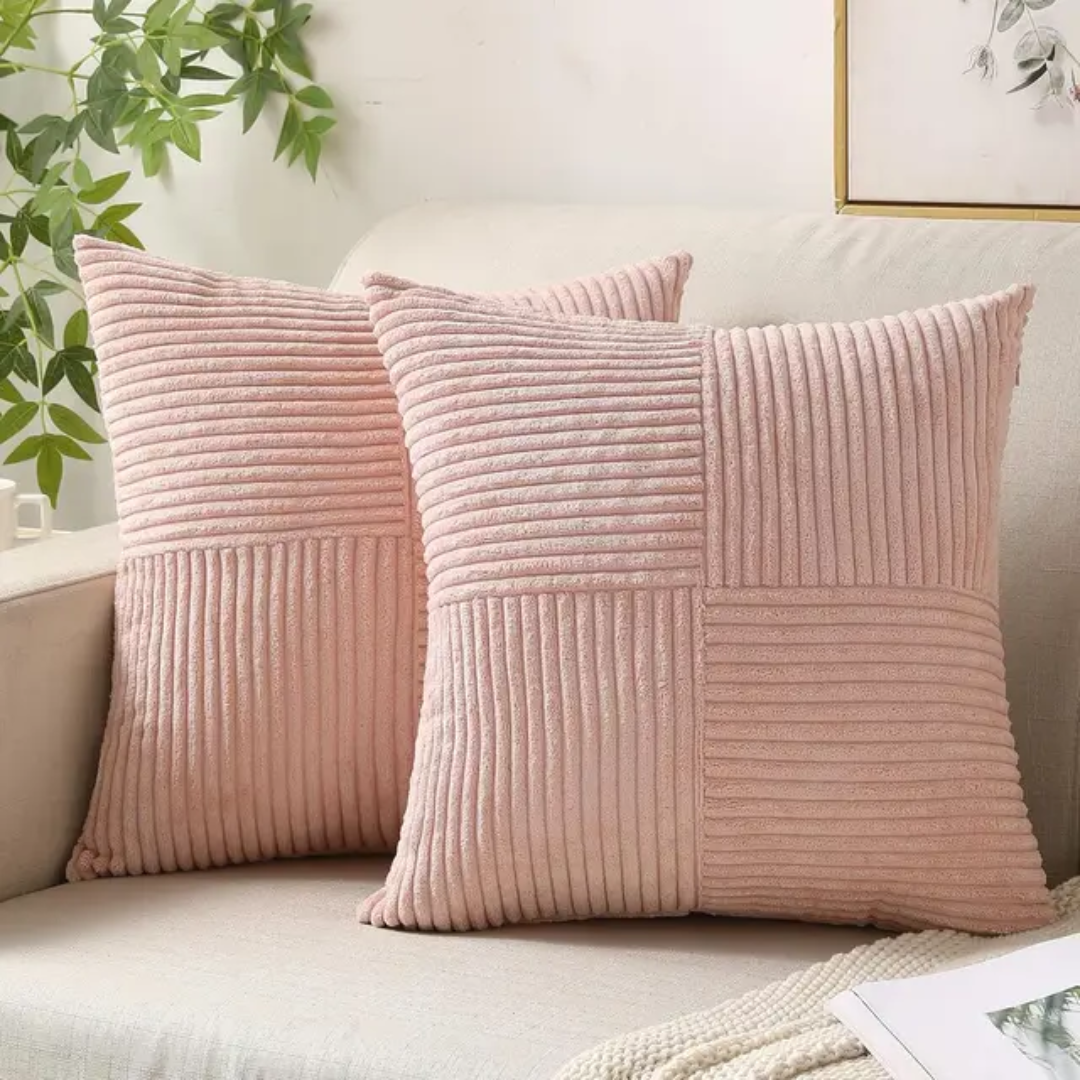 Sierkussen Pluche 45x45cm Geribbeld Met Rits Bank En Bed