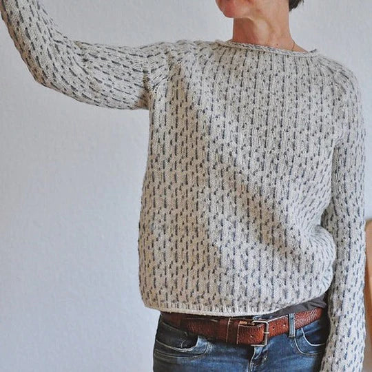 Grijze Trui voor Dames Ronde Hals Chique Design
