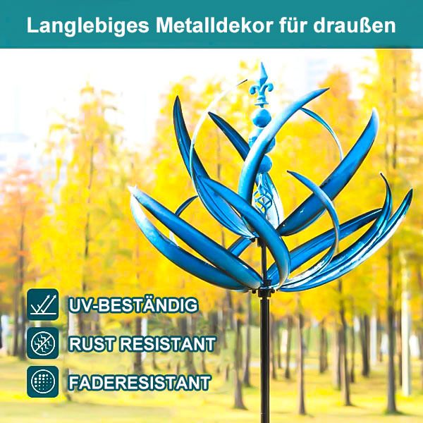 Tuinwindmolen Draaibaar Metaal Weervaan Vogel Design Blauw Rood 90cm voor Terras Tuin Balkon Decoratie