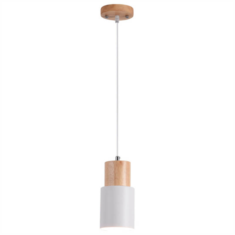 Hanglamp Hout Aluminium Cilinder Kleur E26 120cm Snoer Scandinavisch Woonkamer Eetkamer