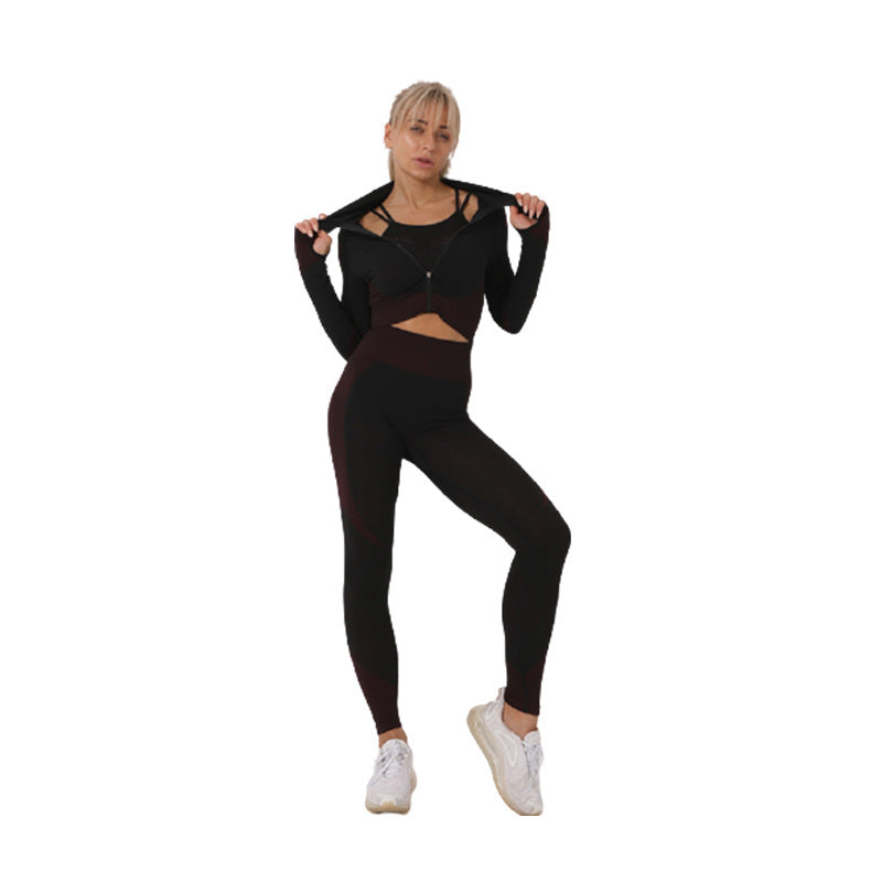 Dames Sportset: Yoga Legging, Croptop en Windvest