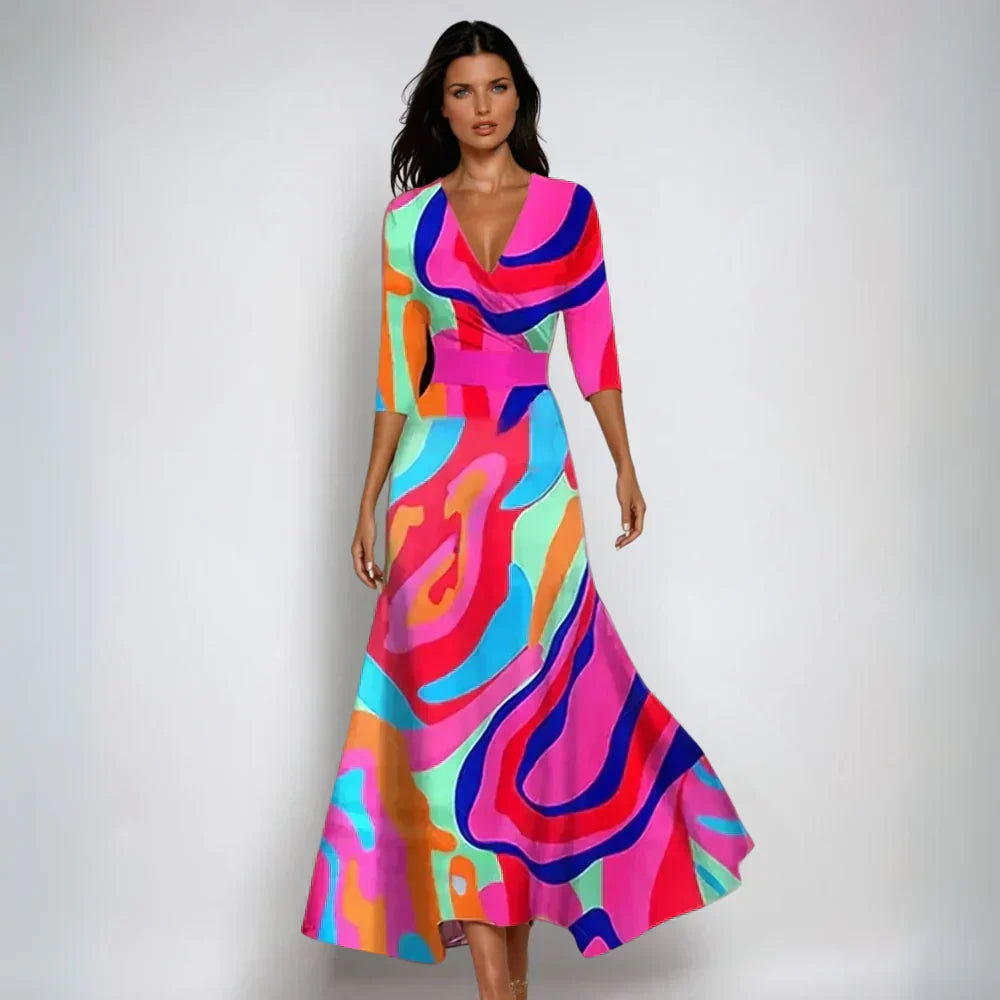 Dames Uitlopende Jurk Met Bloemenprint