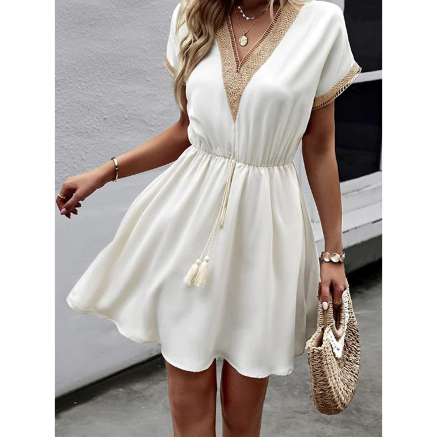 Losse Veters Mini Jurk Bohemian Stijl Zomerjurk