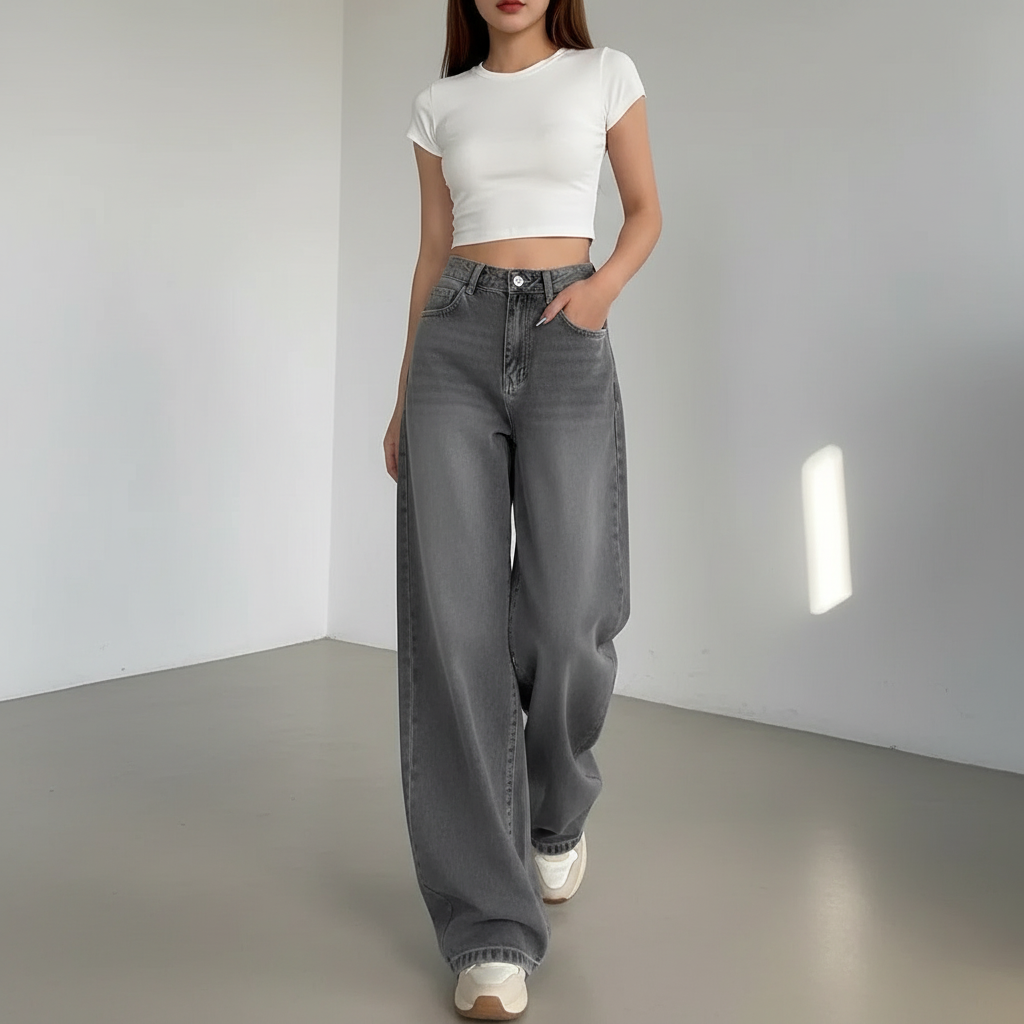 Dames Jeans Wijde Pijpen Comfortabele Stijl