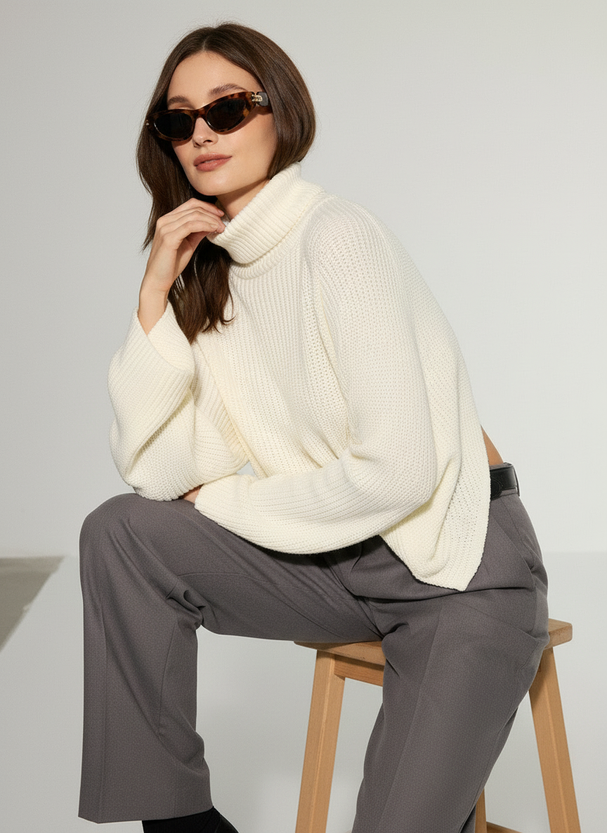 Vrouwen Trui Open Rug Modieuze Colhals