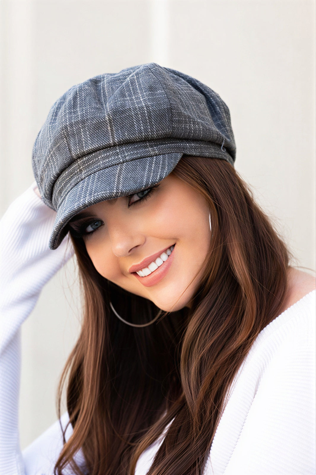 Vrouwen Plaid Pet Newsboy Stijl muts