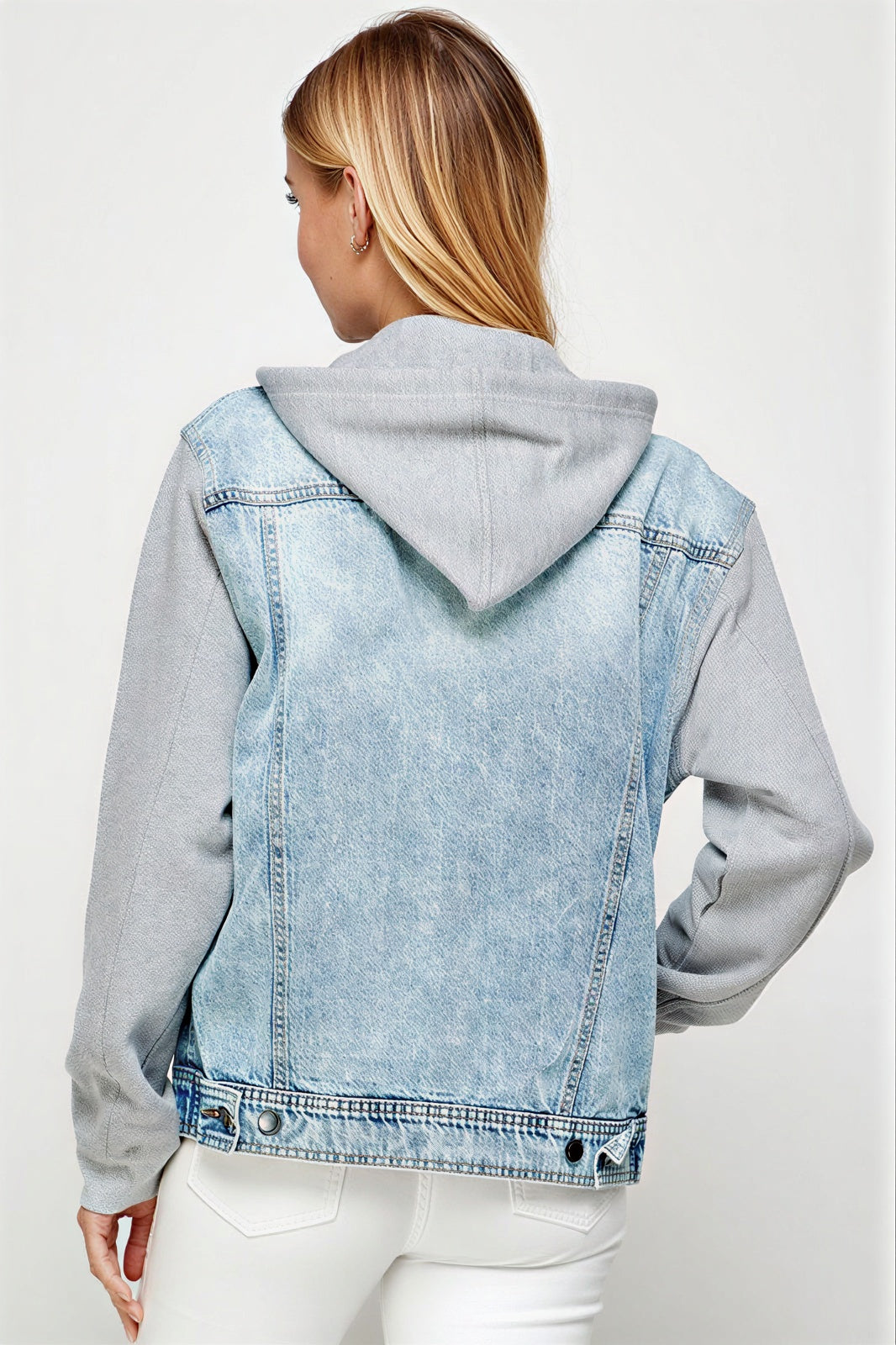 Dames Jacket met Contrasterende Mouwen en Kap