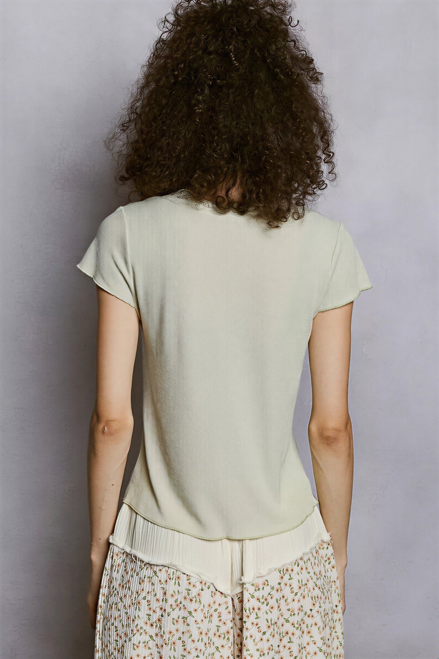 Vrouwen T-Shirt Kant Rand Halslijn Kort Model