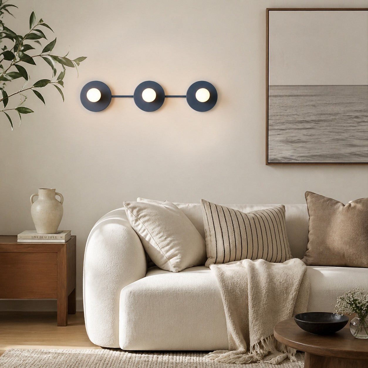 Minimalistische Badkamerlamp met Drie Lichtpunten - Verkrijgbaar in Meerdere Kleuren
