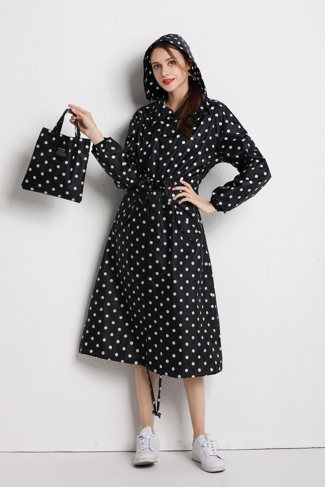 Dames Regenjas Lange Lichtgewicht Met Leuke Print