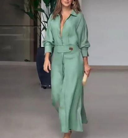 Damesjurk Lange Mouwen Zomerjurk Elegante Splitzoom