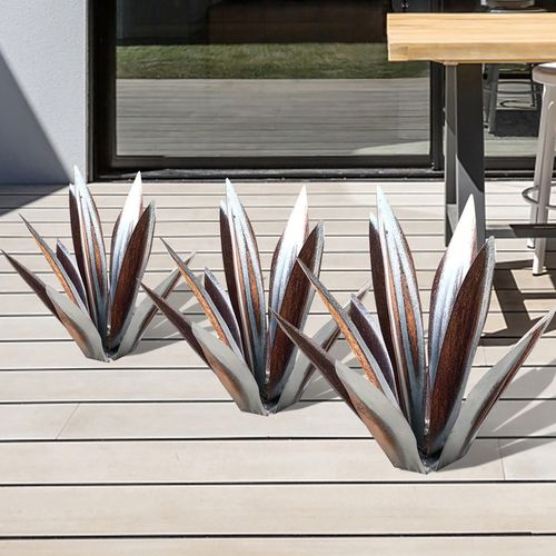 Metalen agave tuinbeeld van roestvrij staal voor tuin, terras en interieurdecoratie