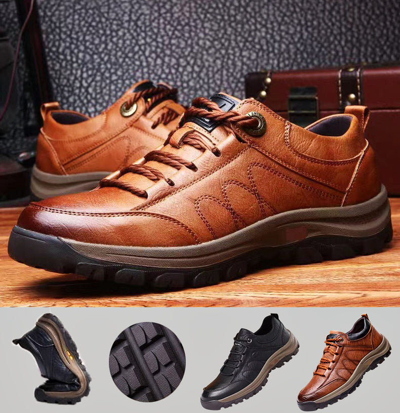 Leren Herenschoenen Handgemaakt Comfortabel Casual Zwart Bruin