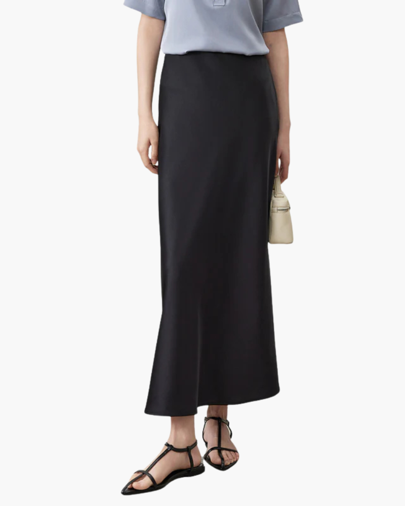 Midi Jurk Satijn Rok Vloeiend Luxe Stijl