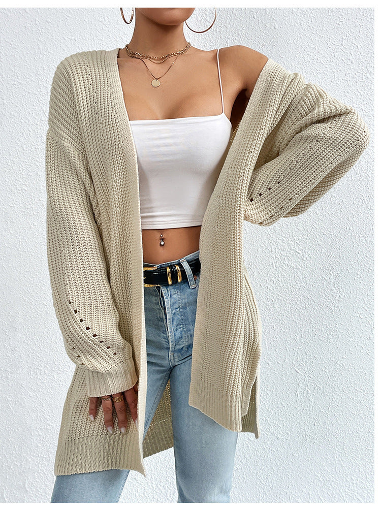 Dames Gebreide Vest Lang Model Warm en Stijlvol