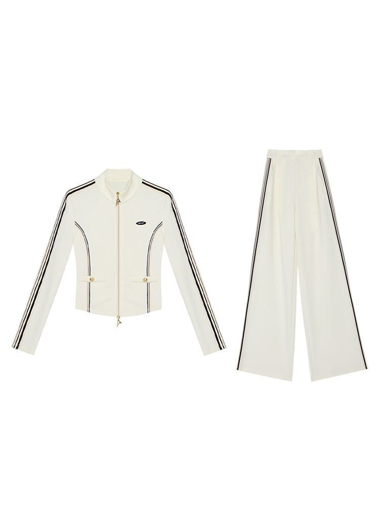 Dames Sportset Wijde Broek en Vest met Rits