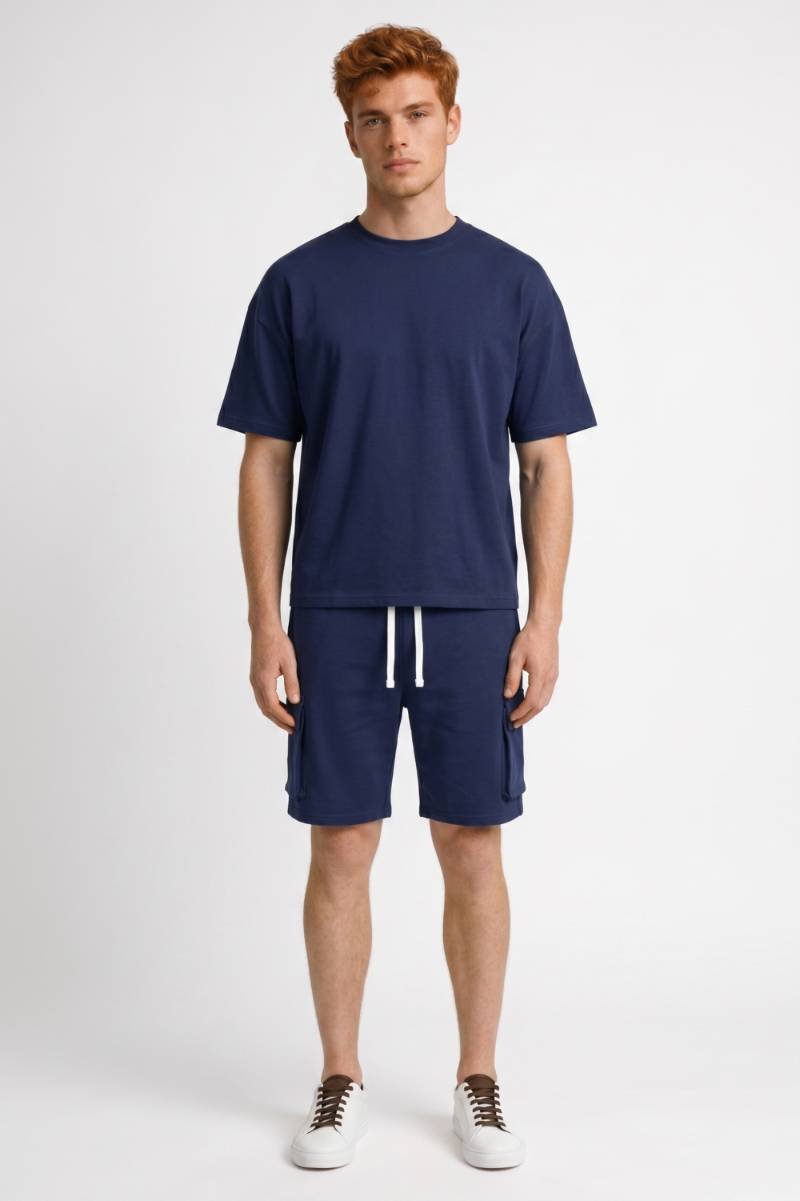 2-Delige Set Heren - Oversized T-shirt met Cargo Shorts | Casual — Navy