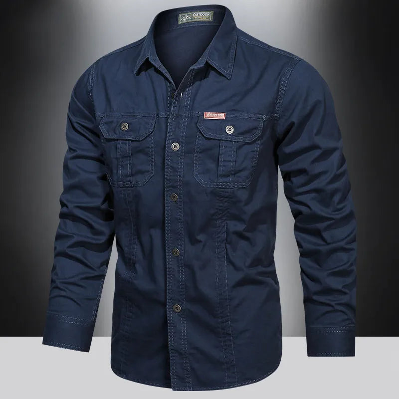 Heren Overhemd Lange Mouwen Utility Stijl