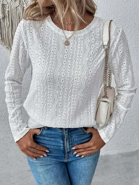 Vrouwelijke Kanten Blouse Lange Mouwen Zwart