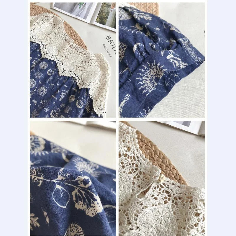 Vrouwen T-shirt Bloemenprint met Kant