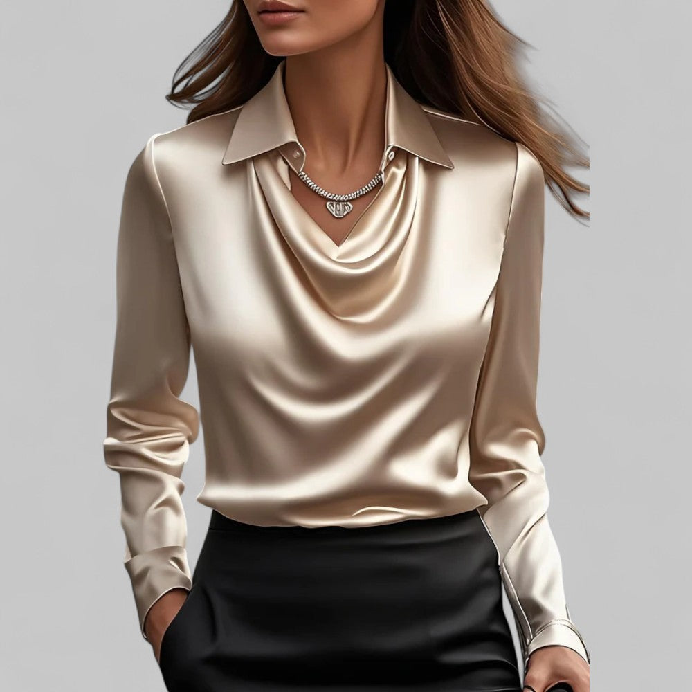 Dames Blouse Lange Mouwen Gedrapeerde Hals