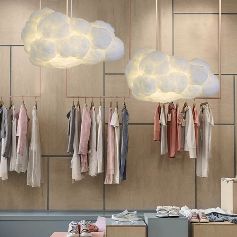 Moderne Wolk Hanglamp – 2 Lichtpunten Witte Plafondlamp voor Slaapkamer | Scandinavisch Design Eetkamerlamp Plafondverlichting Wolkvorm Lampenkap