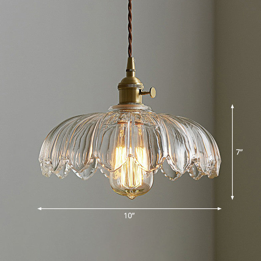 Hanglamp Glas Vintage Bloem Groen Koper 25cm Pendellamp Retro Woonkamer Eetkamer Romantisch
