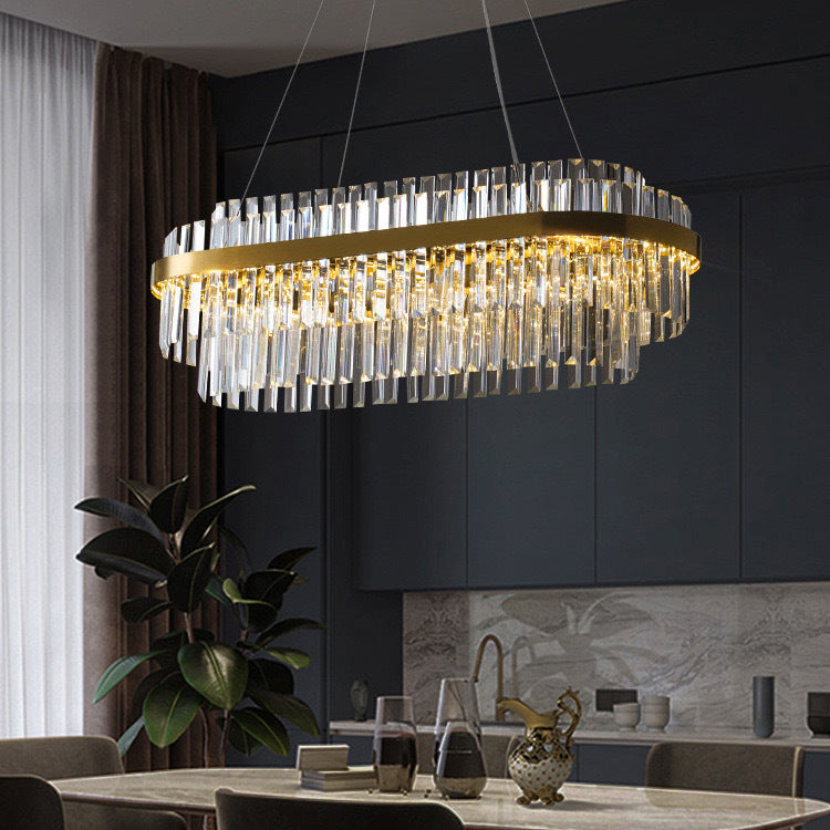 Luxe kristallen kroonluchter K9 kristal goud eettafel verlichting plafondlamp modern design rond rechthoek