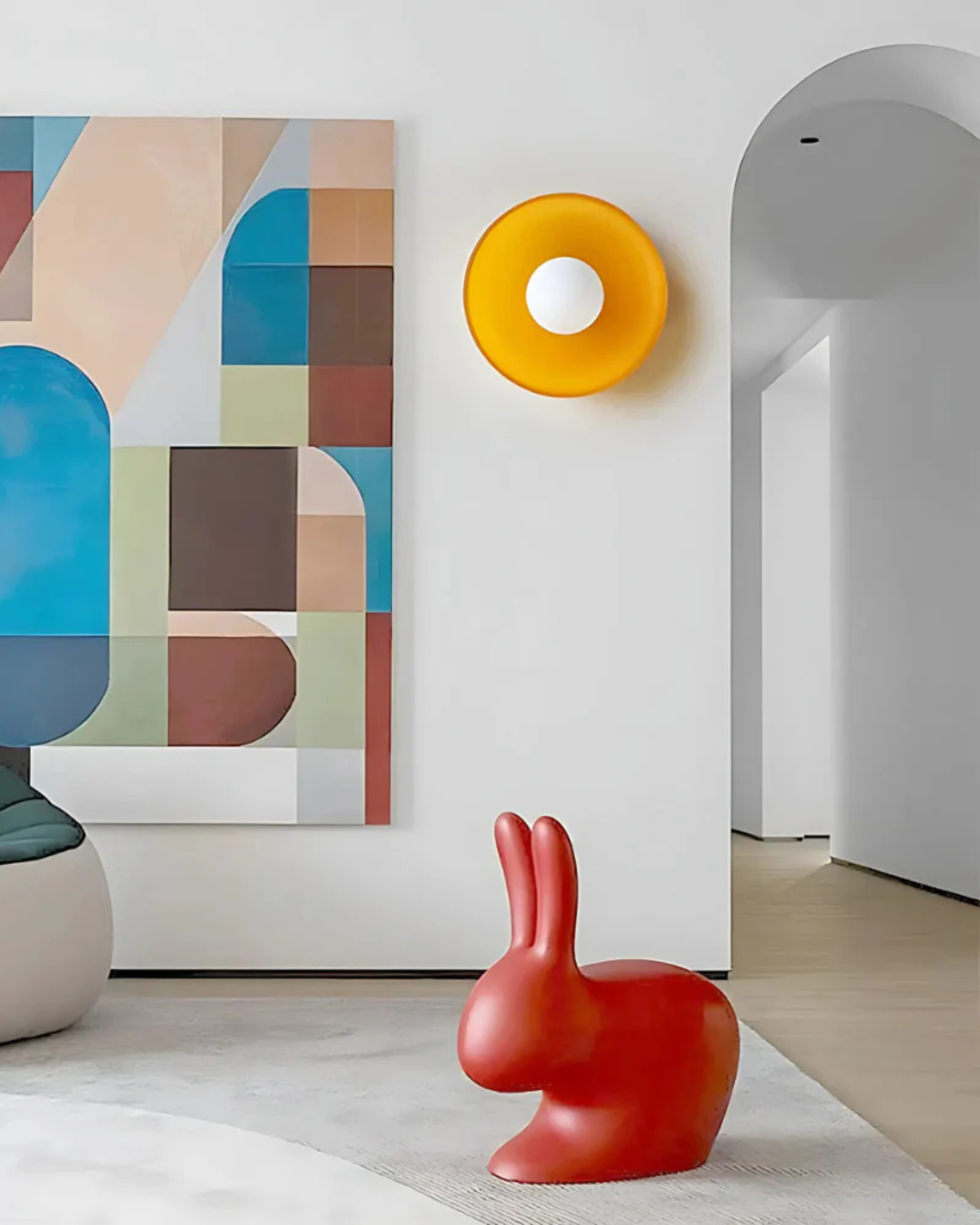 Moderne ronde plafondlamp van glas en ijzer – minimalistische designlamp voor woonkamer en slaapkamer met warme lichtkleur