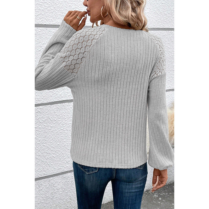 Dames Trui Zwart Wit Rib Met Knopen
