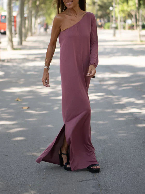 Vrouwelijke Maxi Jurk Off-shoulder Zomerjurk Soepel Vallen