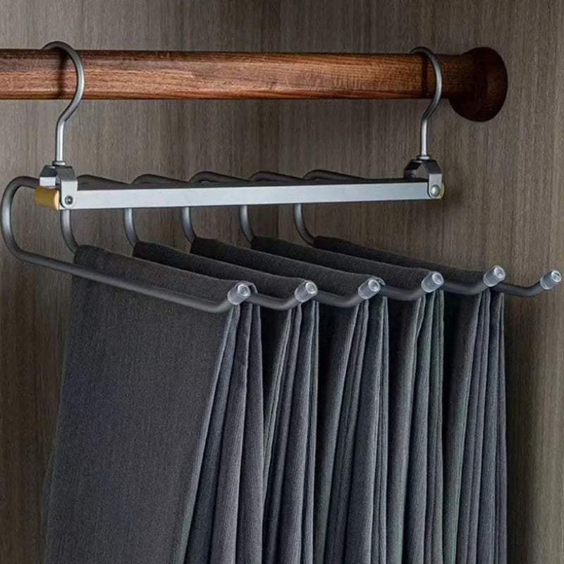 Broekhanger aluminium 6 broeken goud ruimtebesparend kledinghanger kast organizer draaibare hanger anti slip broekhouder
