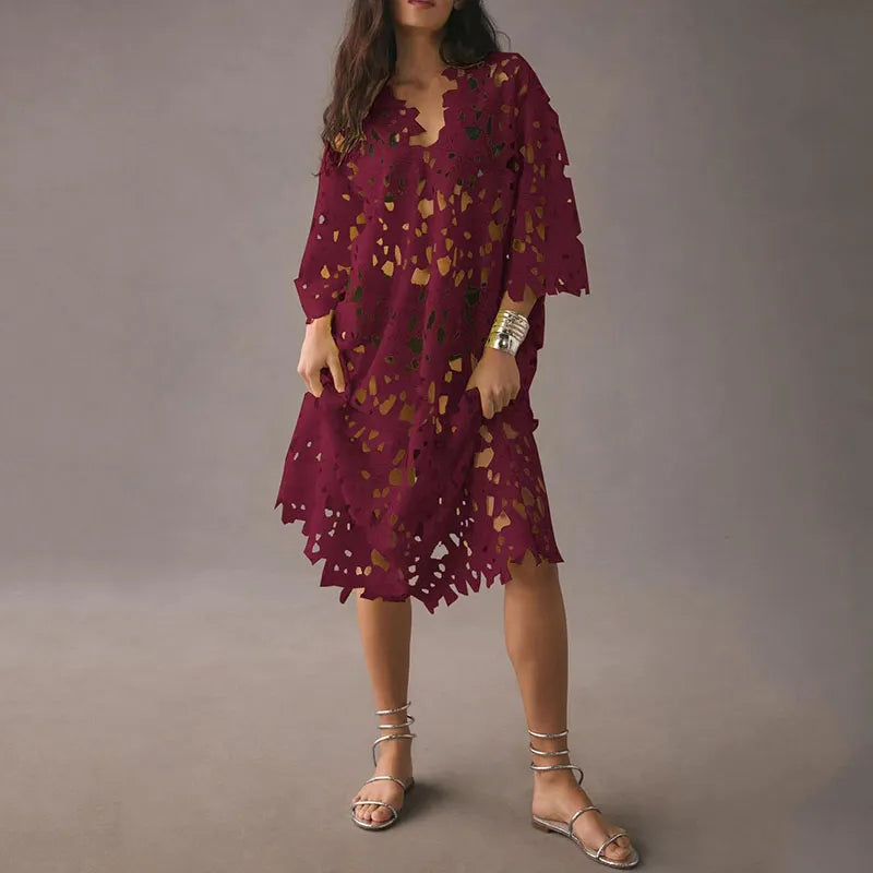 Jurk Zomer Vrouw Bloemenprint MidiJurk Voor Dame