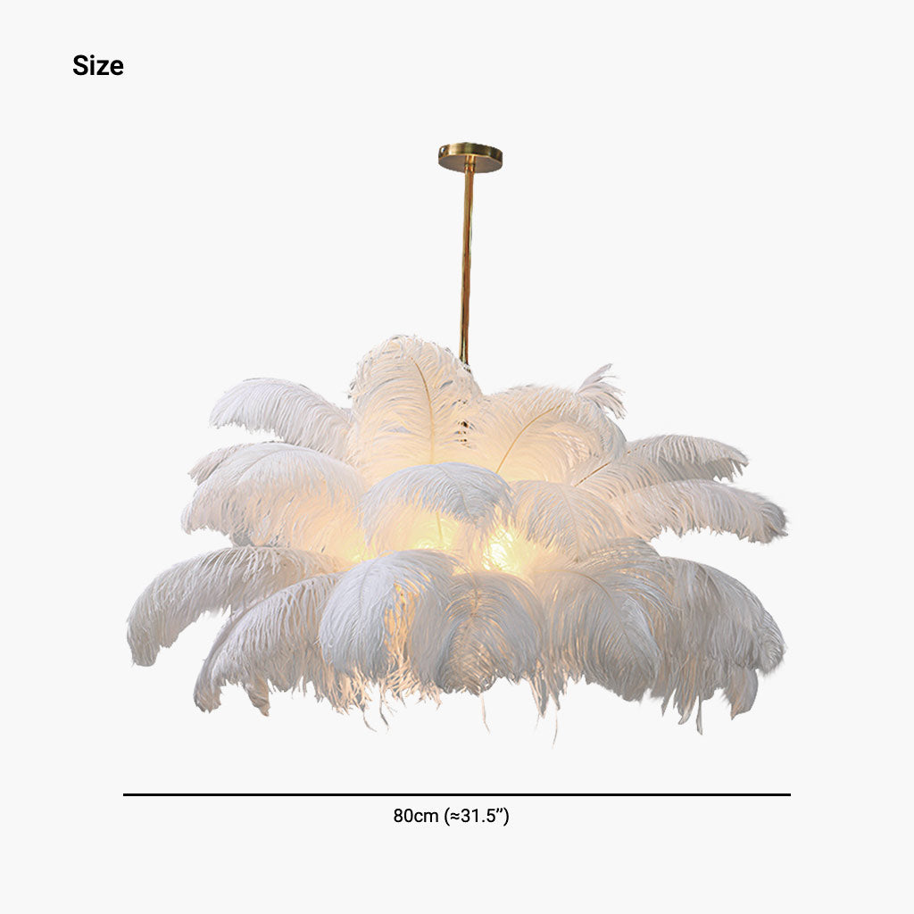 Veren Hanglamp Plafondlamp Struisvogelveren Wit LED 80cm 100cm Modern Design