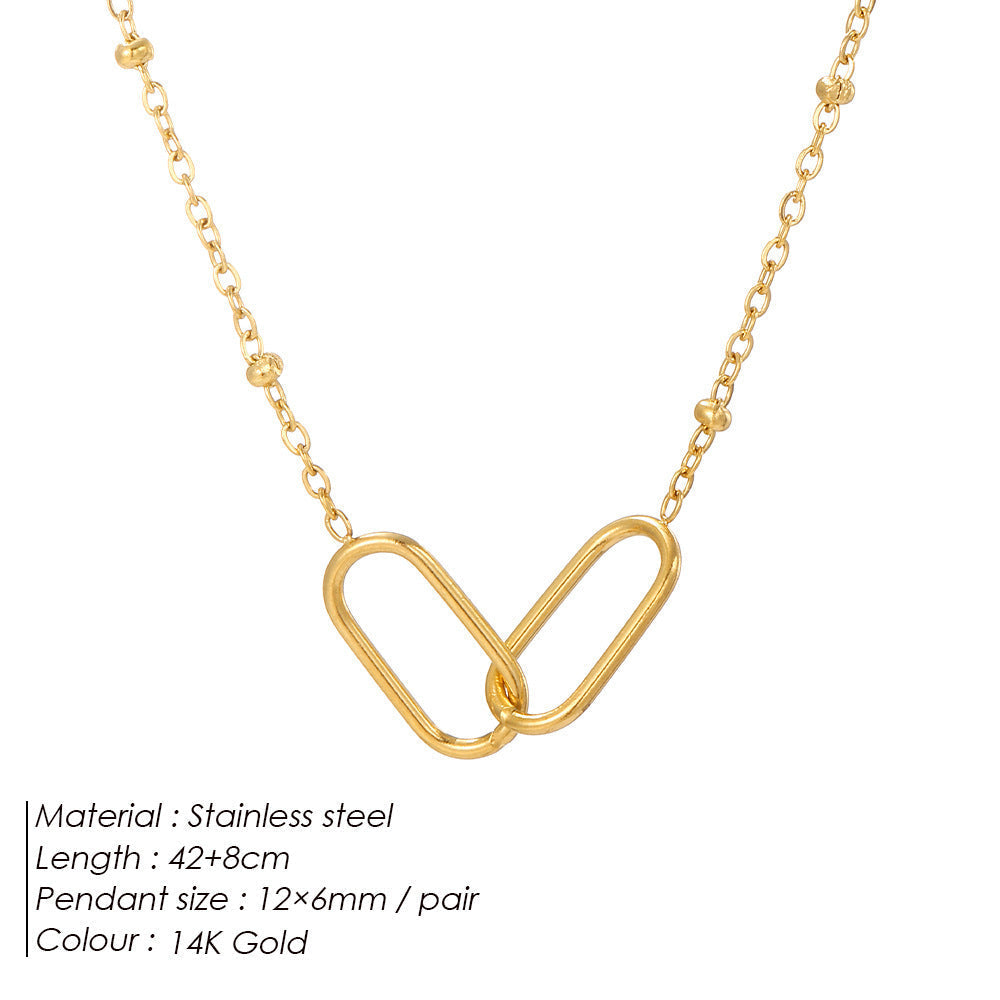 Dames Ketting Ovaal Staal Schakel Elegante Minimalistische Halsketting