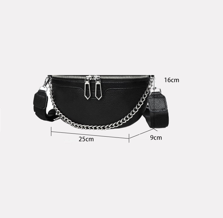 Leren Crossbody Tas voor Dames met Ketting Sluiting