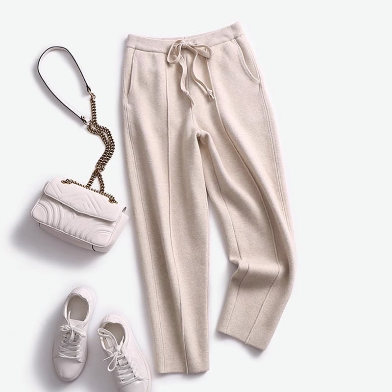 Dunne Wollen Broek Dames Skinny Gebreid Model