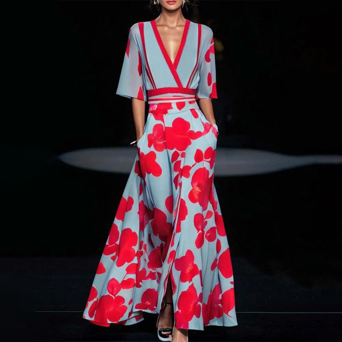 Dames Klassieke Jurk Bloemenprint Elegant
