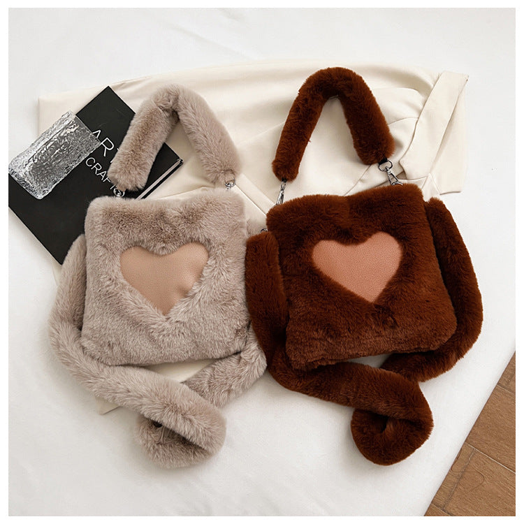 Dames Schoudertas Teddy Harten Detail Stijlvol