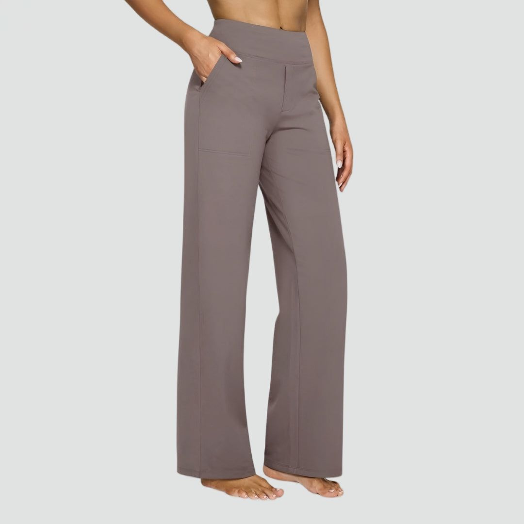 Dames Broek Hoge Taille Rechte Pijpen Met Zakken