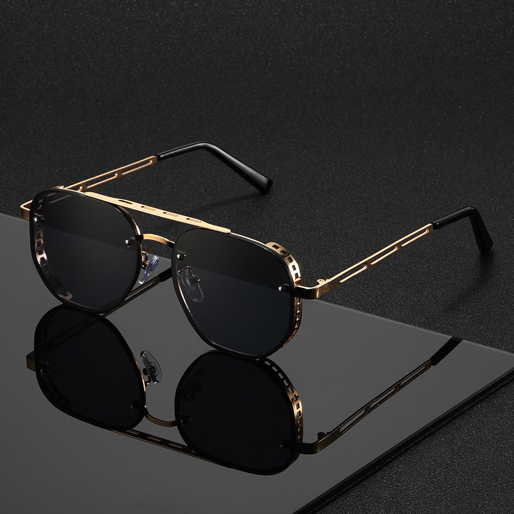 Minimalistische Metalen Zonnebril met UV-bescherming Ronde Glazen Unisex