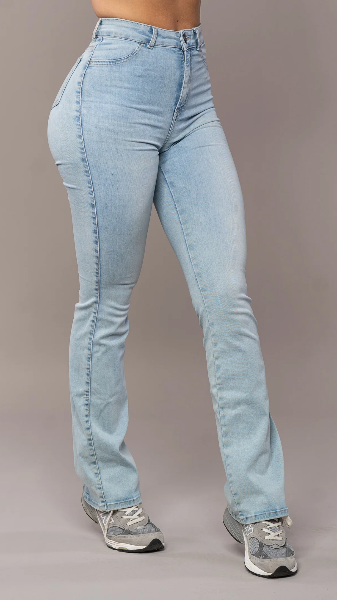 Hoge Taille Flared Jeans Dames Stretch Stof