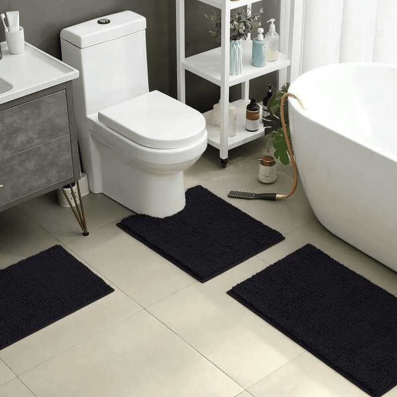 Chenille Badmat Antislip Polyester 3 Formaten Zacht Absorberend Badkamer Toilet