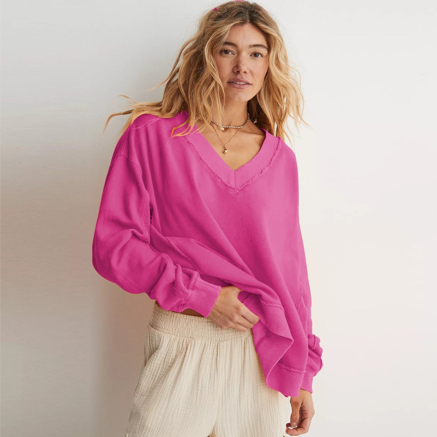 Dames Sweater Comfortabel met V-Hals Zacht en Warm
