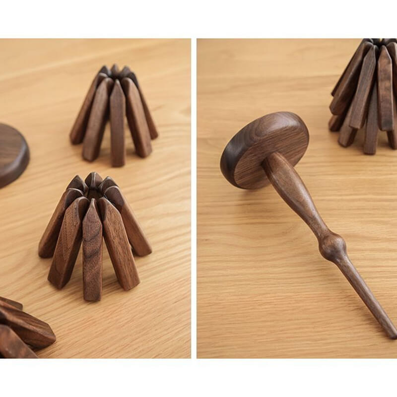 Pannenonderzetter Walnoot Houten Boom Design 10x25cm Tafelbescherming