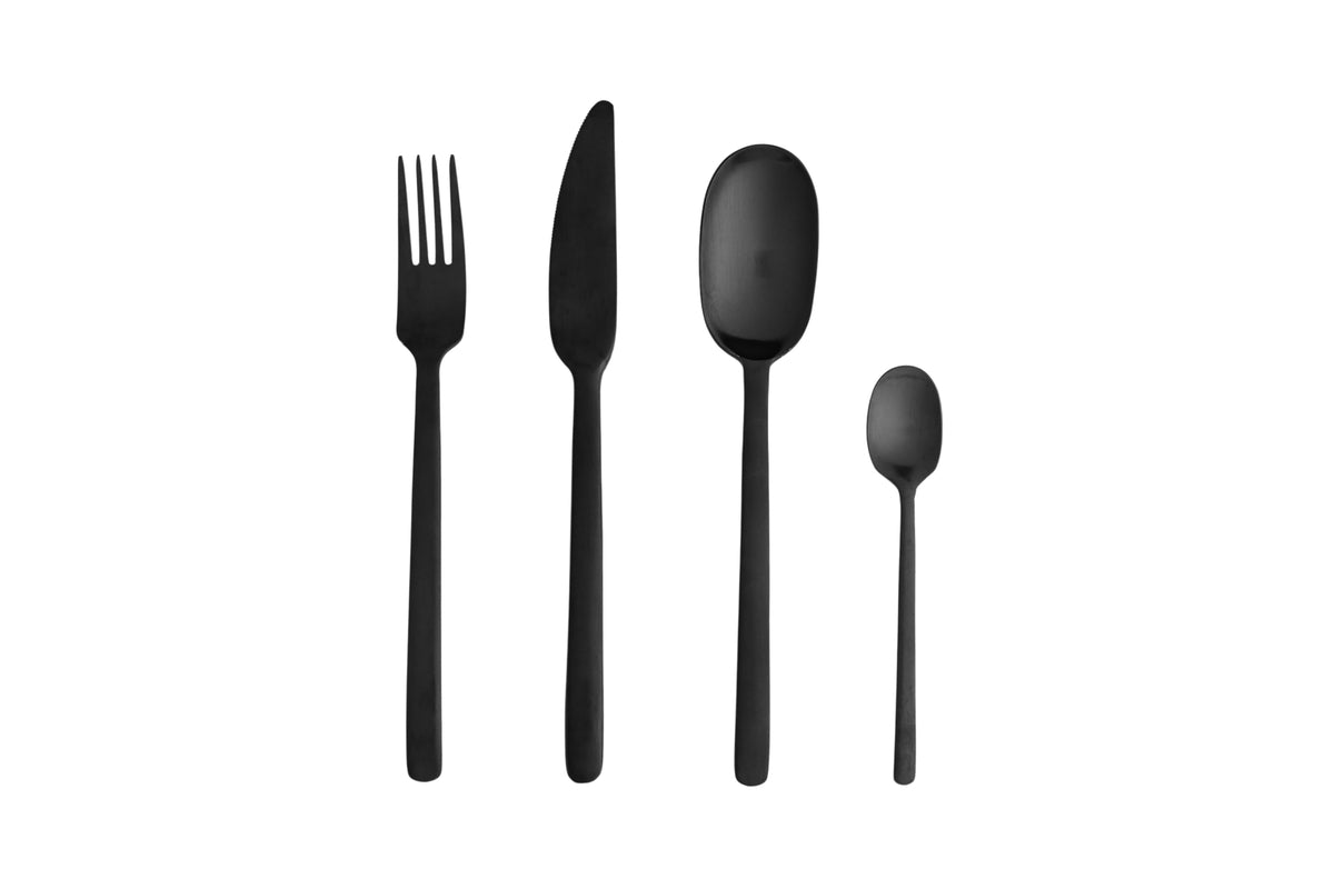 Bestekset Zwart Mat 24 Delig Rvs Modern Tafelbestek Minimalistisch